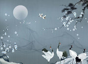 3D Moon Blossom Branch Crane Wall Mural Wallpaper 1505- Jess Art Decoration