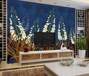 3D Blue Flower Plants Wall Mural Wallpaper 2204- Jess Art Decoration