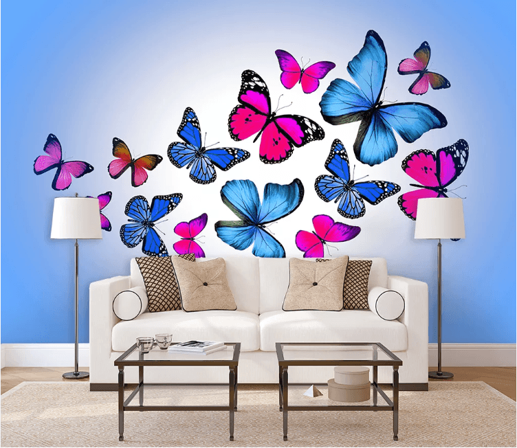 3D Blue Butterfly Wall Mural Wallpaper 2372- Jess Art Decoration