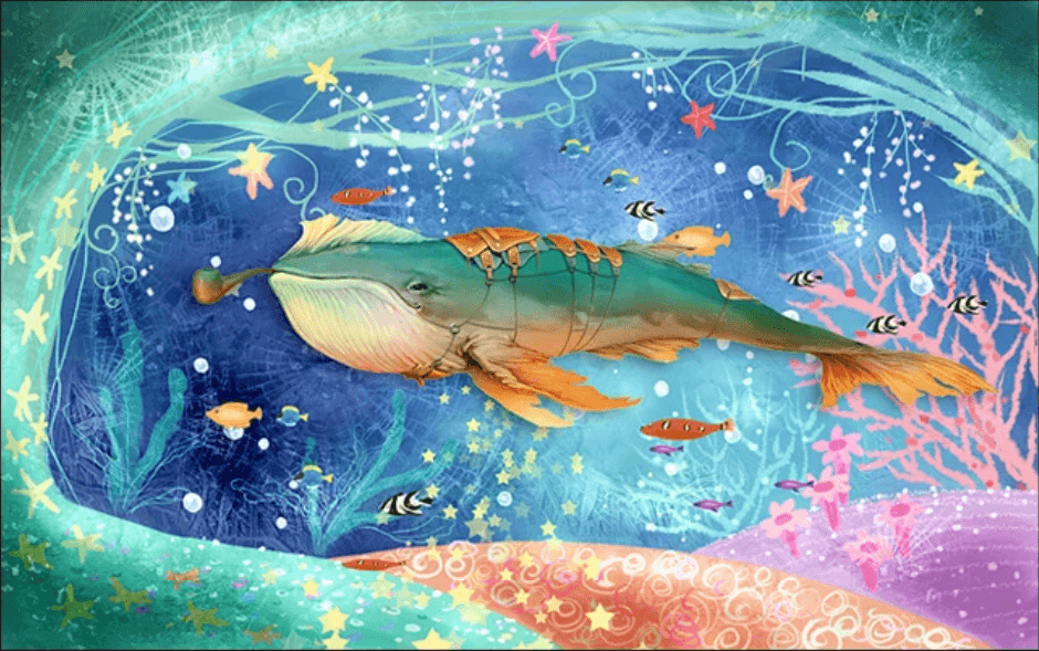 3D Cartoon Seabed Shark Wall Mural Wallpaper 2315- Jess Art Decoration