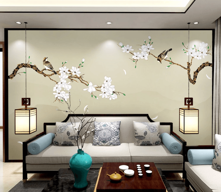 3D Blossom Branch Bird Wall Mural Wallpaper 1589- Jess Art Decoration