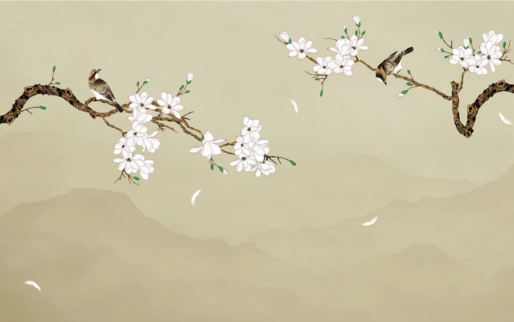 3D Blossom Branch Bird Wall Mural Wallpaper 1589- Jess Art Decoration