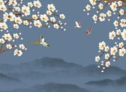 3D Blue Blossom Bird Wall Mural Wallpaper 2683- Jess Art Decoration