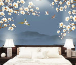 3D Blue Blossom Bird Wall Mural Wallpaper 2683- Jess Art Decoration