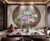 3D Mountains Lotus Leaves Wall Mural Wallpaper 1351- Jess Art Decoration