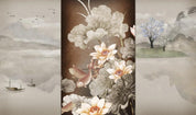 3D Lotus Fish Tree Boat Wall Mural Wallpaper 1182- Jess Art Decoration