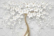 3D White Floral Tree Relief Wall Mural Wallpaper 122- Jess Art Decoration