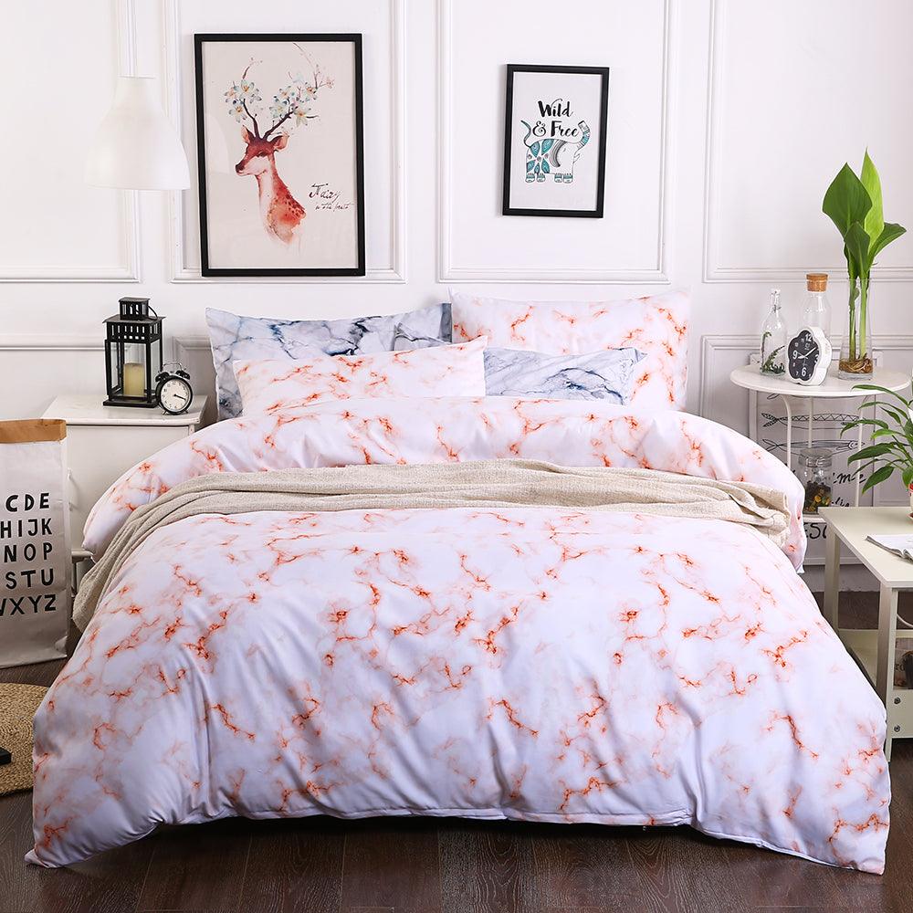 3D Orang Marble Quilt Cover Set Bedding Set Pillowcases 64- Jess Art Decoration