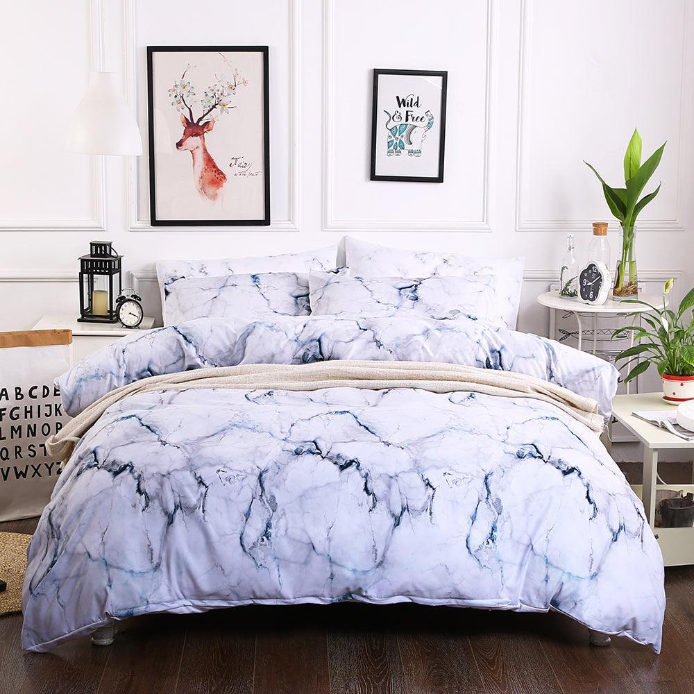 3D White Marble Quilt Cover Set Bedding Set Pillowcases 61- Jess Art Decoration