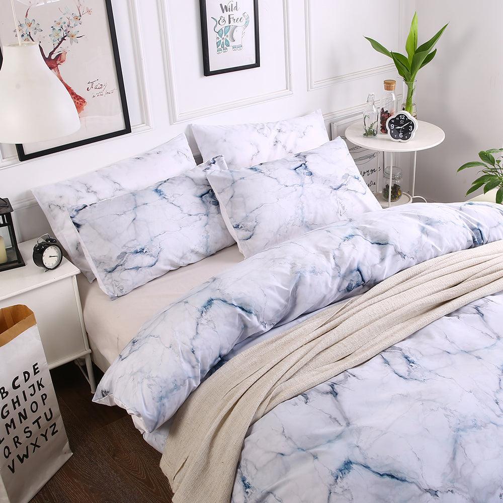 3D White Marble Quilt Cover Set Bedding Set Pillowcases 61- Jess Art Decoration