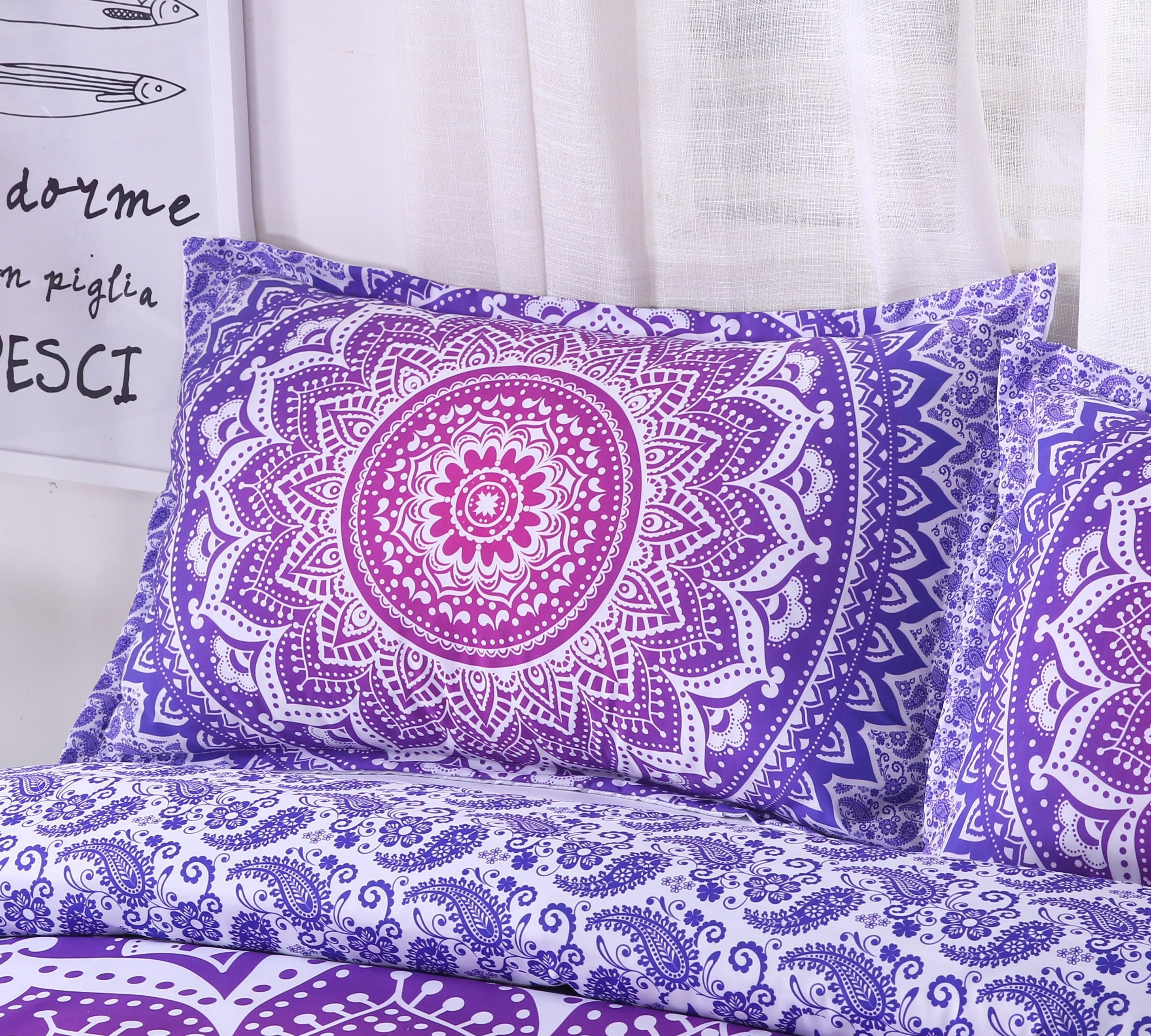 3D Bohemian Purple Quilt Cover Set Bedding Set Pillowcases 22- Jess Art Decoration