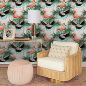 3D Flamingo Coconut Wall Mural Wallpaper 119- Jess Art Decoration