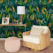 3D Leopard Green Leaf Woman Wall Mural Wallpaper 35- Jess Art Decoration