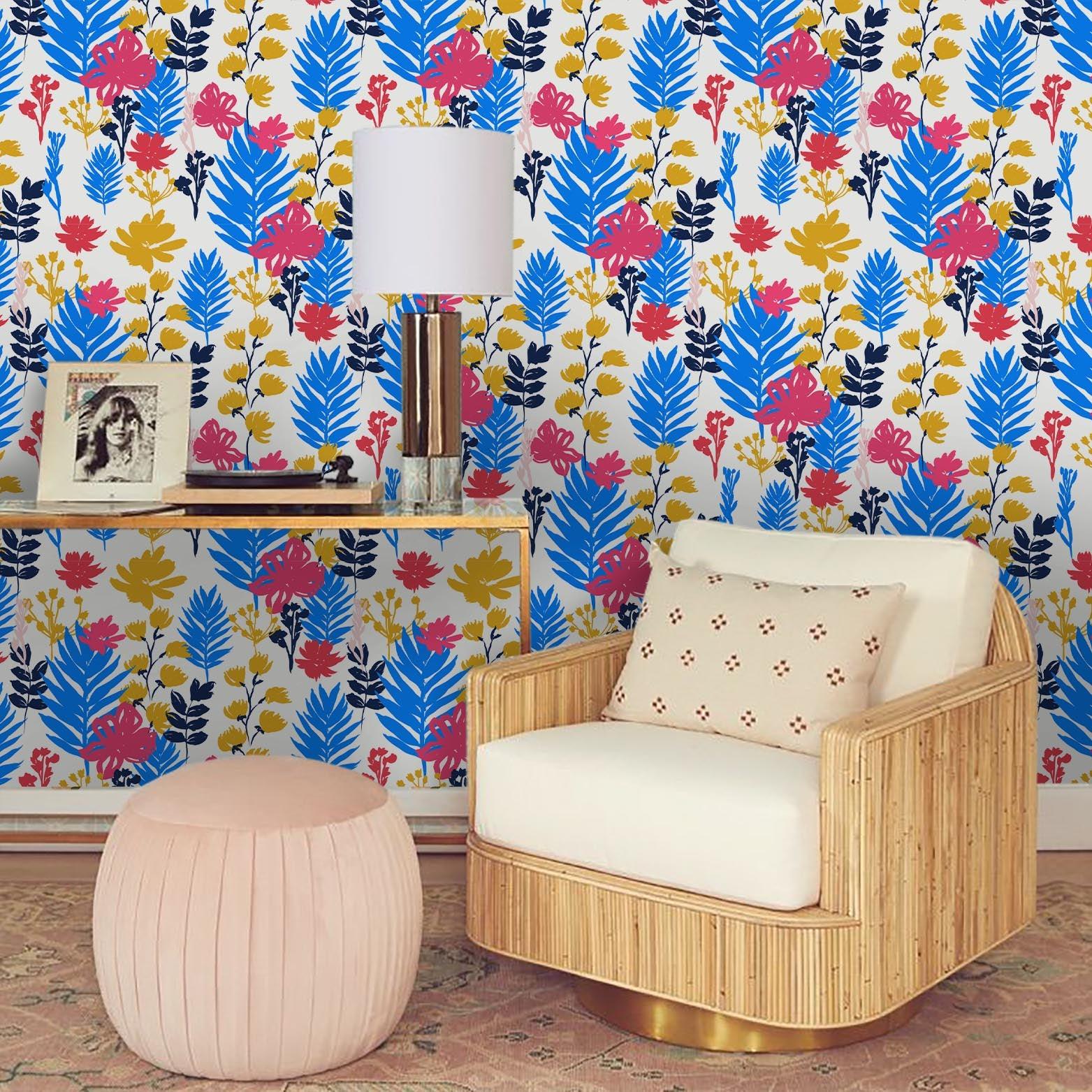 3D Blue Yellow Leaves Wall Mural Wallpaper 34- Jess Art Decoration