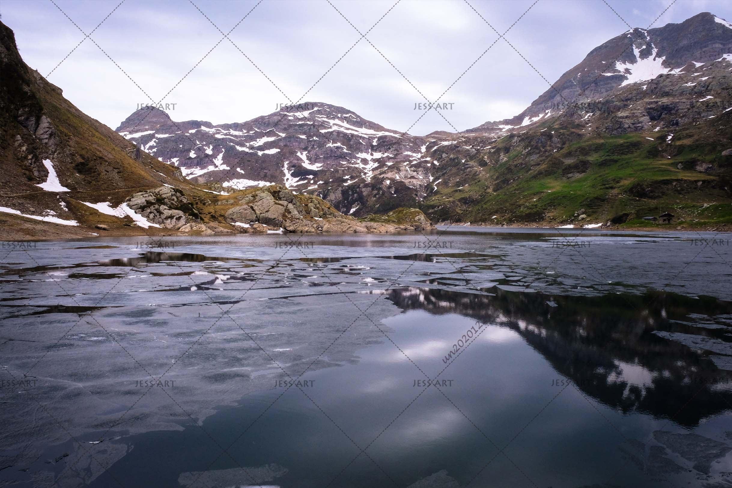 3D Mountain Lake Landscape Wall Mural Wallpaper LQH 741- Jess Art Decoration