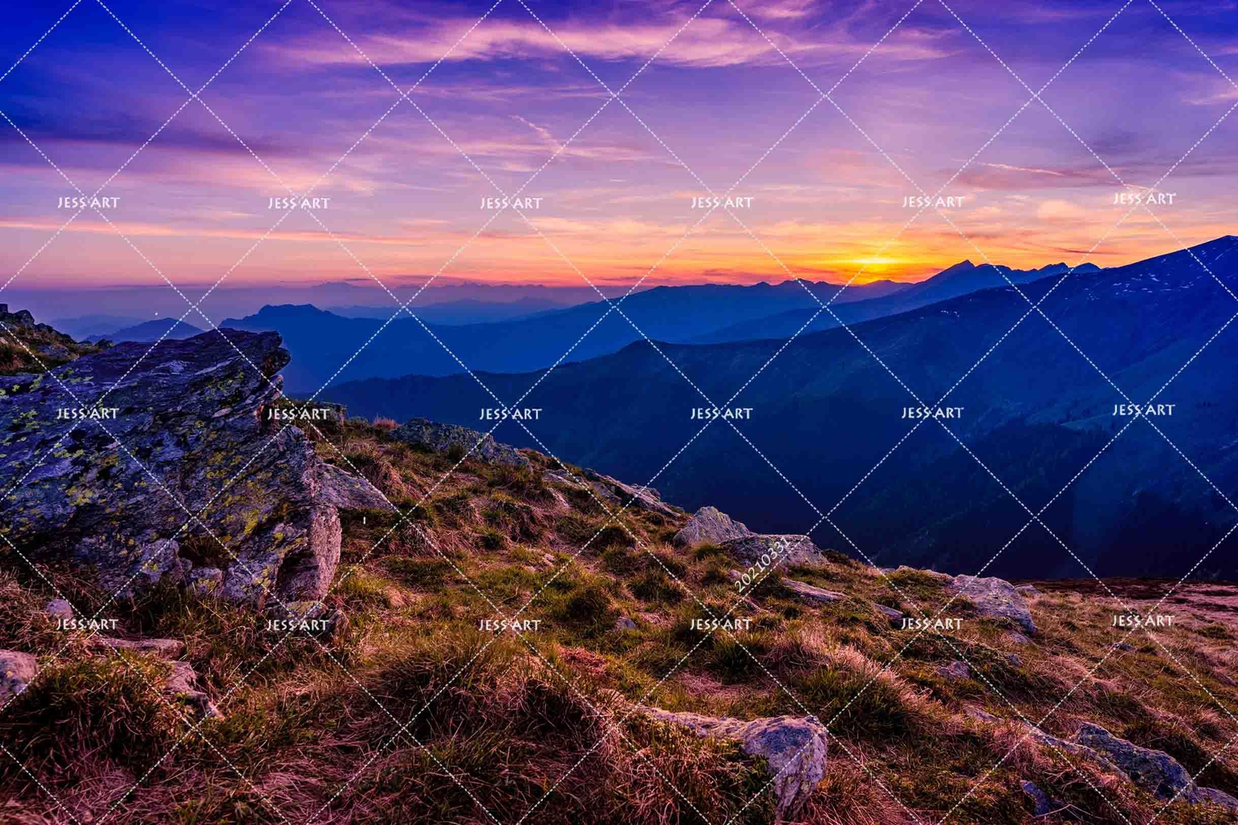 3D Sunset Sky Mountain Landscape Wall Mural Wallpaper LQH 371- Jess Art Decoration