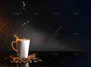 3D  Black Walls White Cup Splashed Coffee  Wall Mural Wallpaper SWW4- Jess Art Decoration
