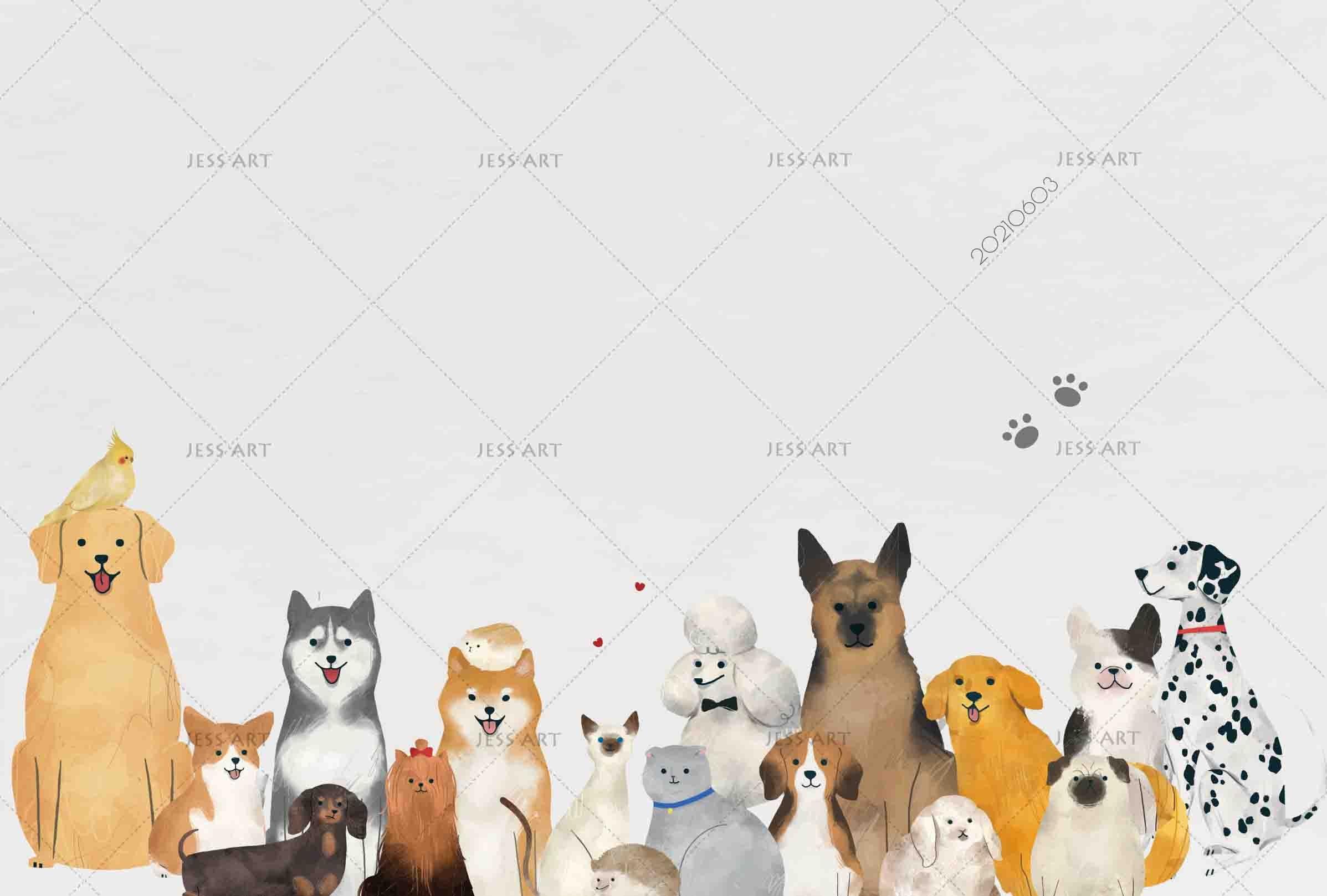 3D  Animal Cartoon Cute Watercolor Wall Mural Wallpaper SWW557- Jess Art Decoration