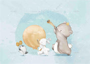 3D  Animal Cute Watercolor  Parade Wall Mural Wallpaper SWW560- Jess Art Decoration