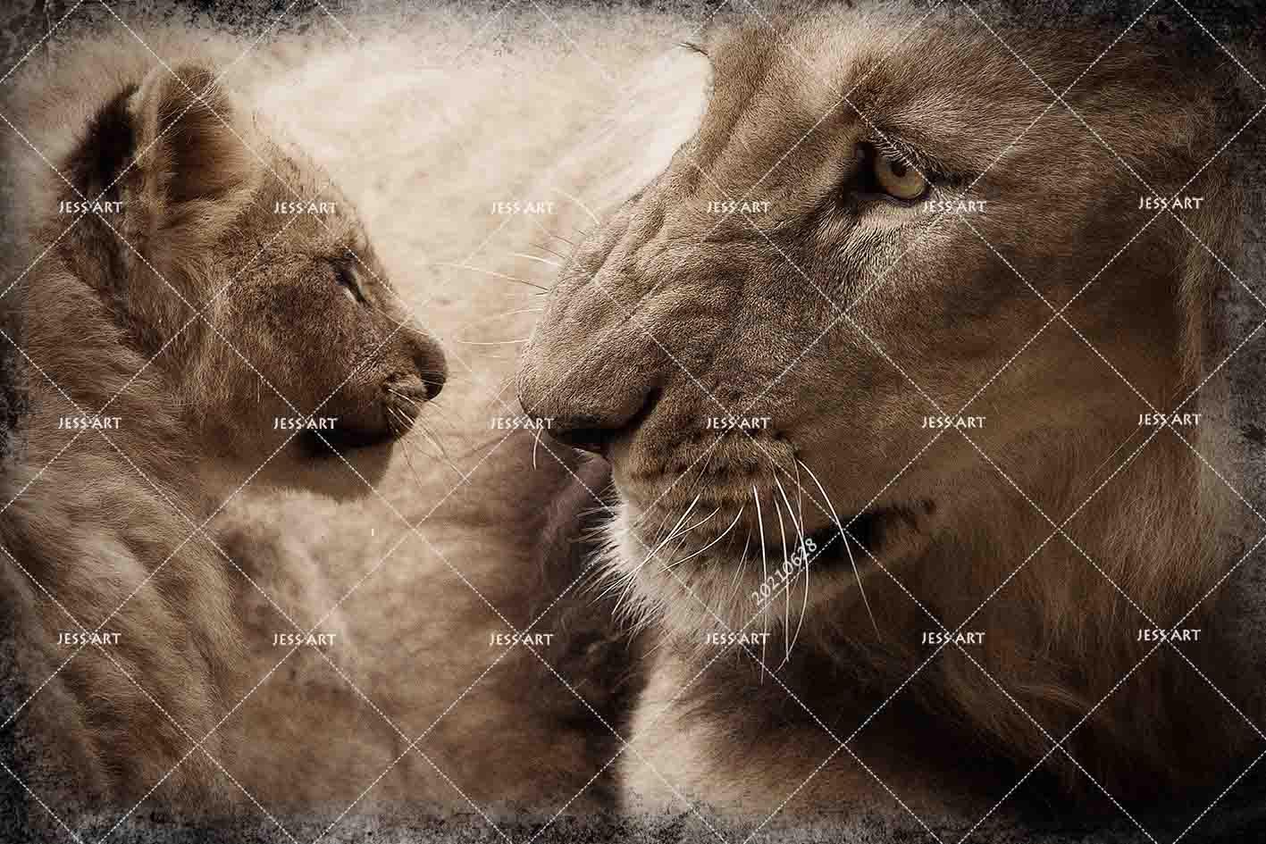 3D Hand Drawn Animal Lion Wall Mural Wallpaper LQH 230- Jess Art Decoration