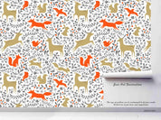 3D Hand Drawn Animal Fox Elk Leaf Wall Mural Wallpaper LQH 48- Jess Art Decoration