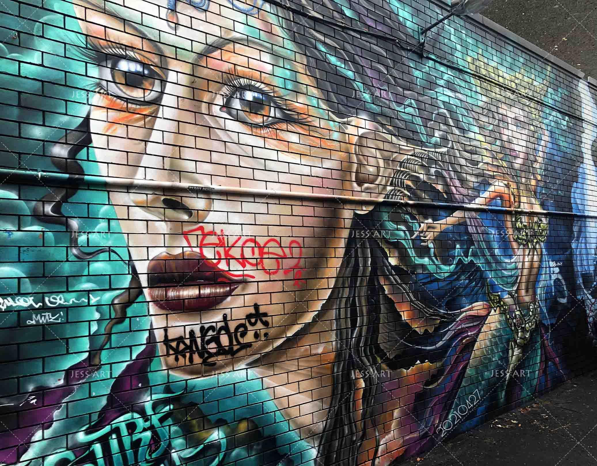 3D Abstract Colored Girl Street Graffiti Wall Mural Wallpaper LQH 47- Jess Art Decoration