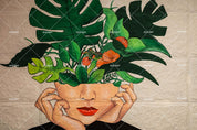 3D Graffiti Green Leave Flower Face Wall Mural Wallpaper ZY D58- Jess Art Decoration