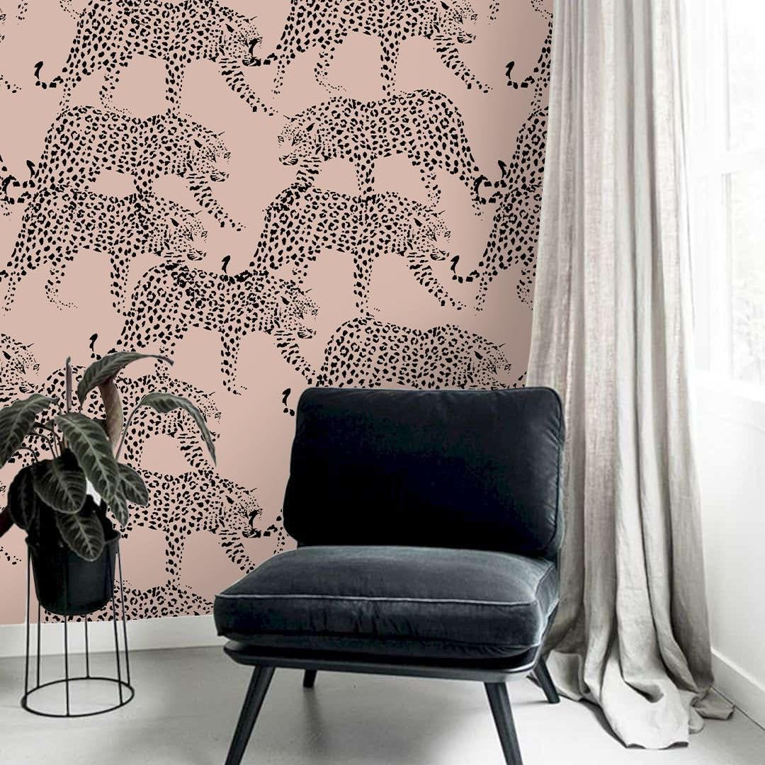 3D Leopard Pink Wall Mural Wallpaper 126- Jess Art Decoration