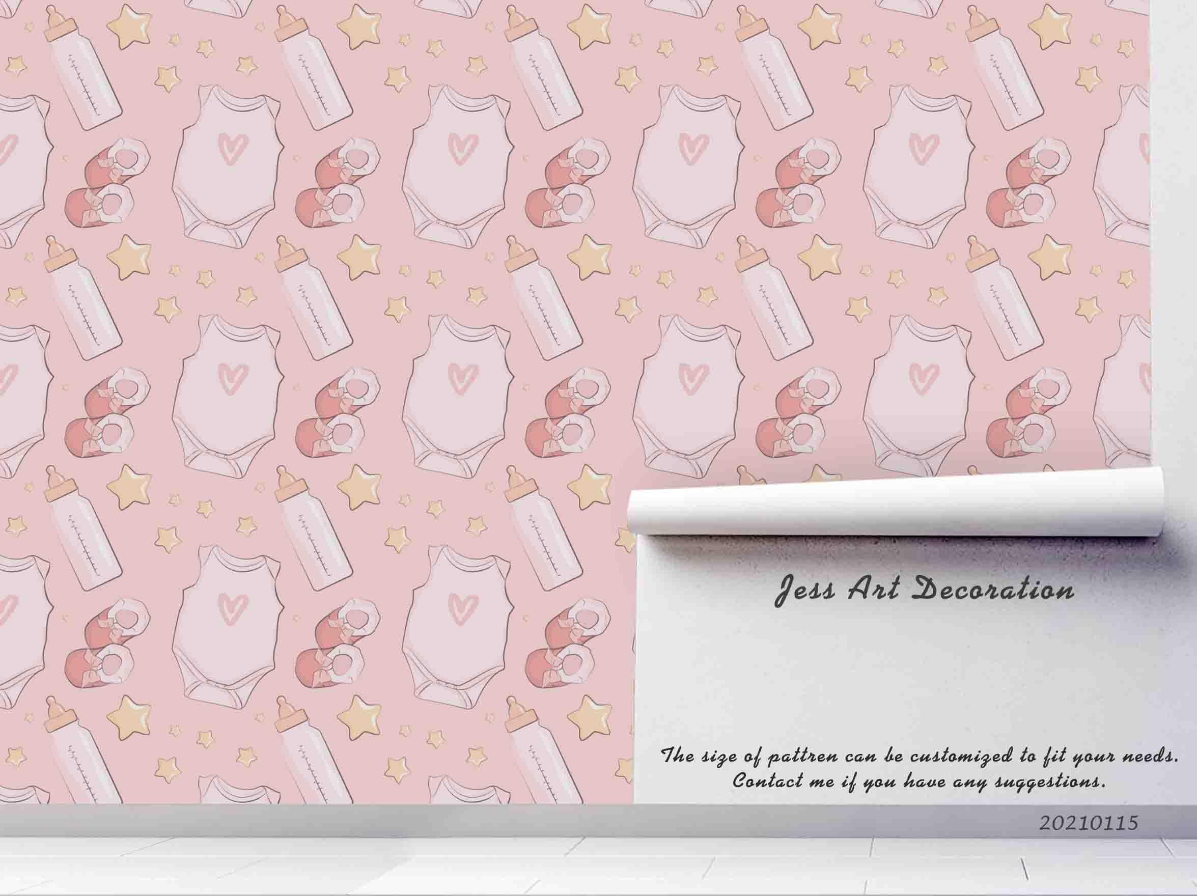 3D Cartoon Pink Baby Clothing Bottle Wall Mural Wallpaper LQH 7- Jess Art Decoration