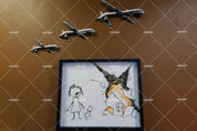3D Brown Banksy Civilian Drone Strike Wall Mural Wallpaper ZY D13- Jess Art Decoration