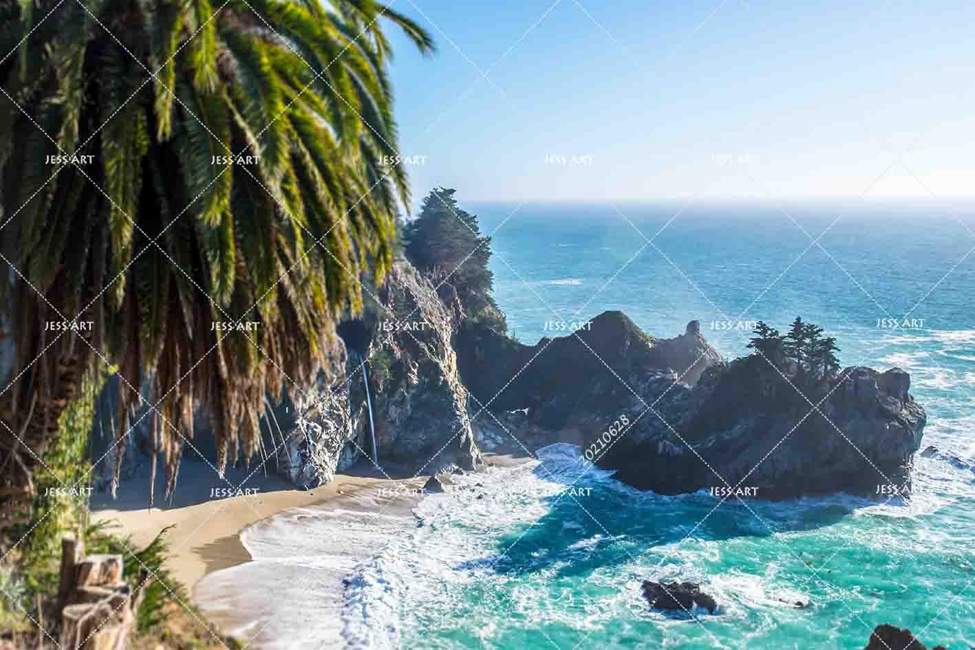 3D Tropical Ocean Rock Palm Wall Mural Wallpaper LQH 8- Jess Art Decoration