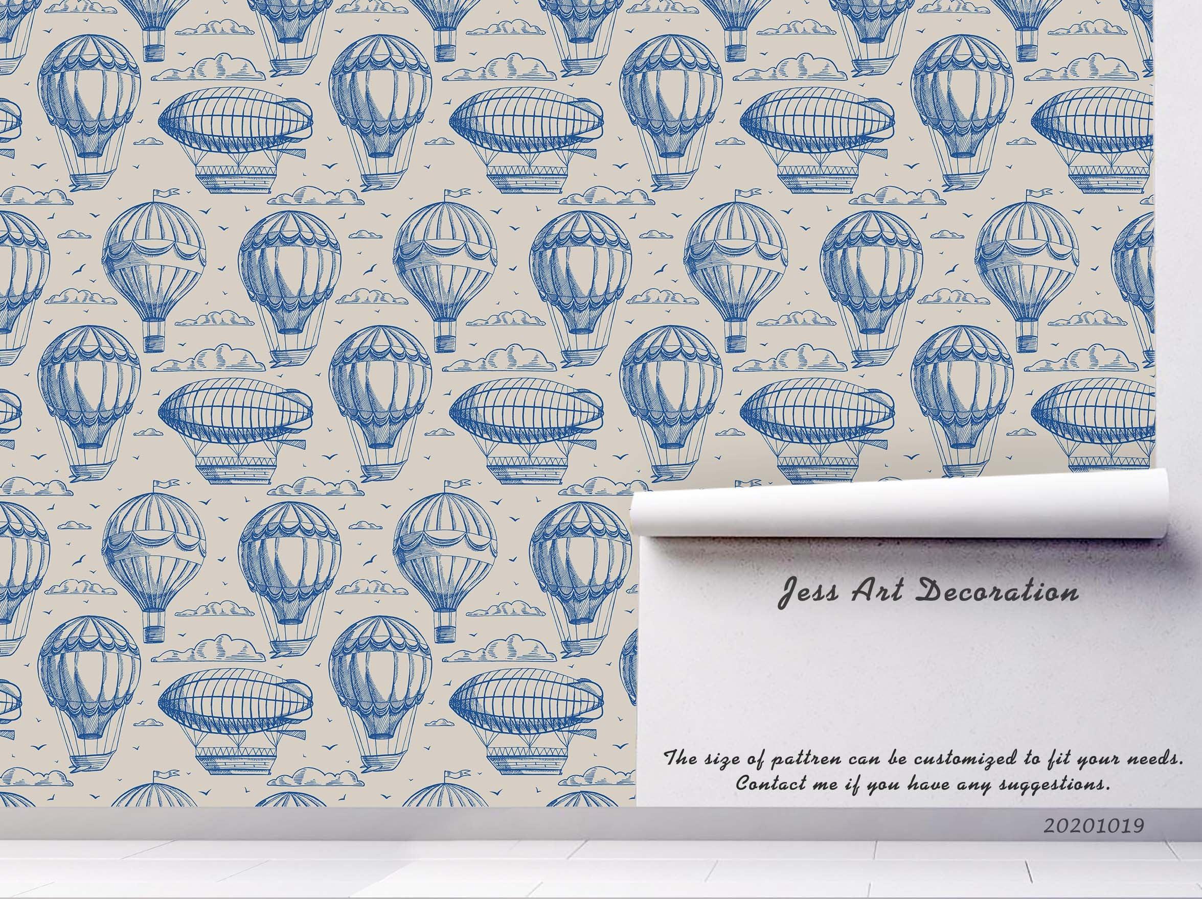 3D Balloons Airships Flying Cloudy Sky Wall Mural Wallpaper WJ 6769- Jess Art Decoration