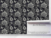 3D Retro Grey Floral Wall Mural Wallpaper A107 LQH- Jess Art Decoration