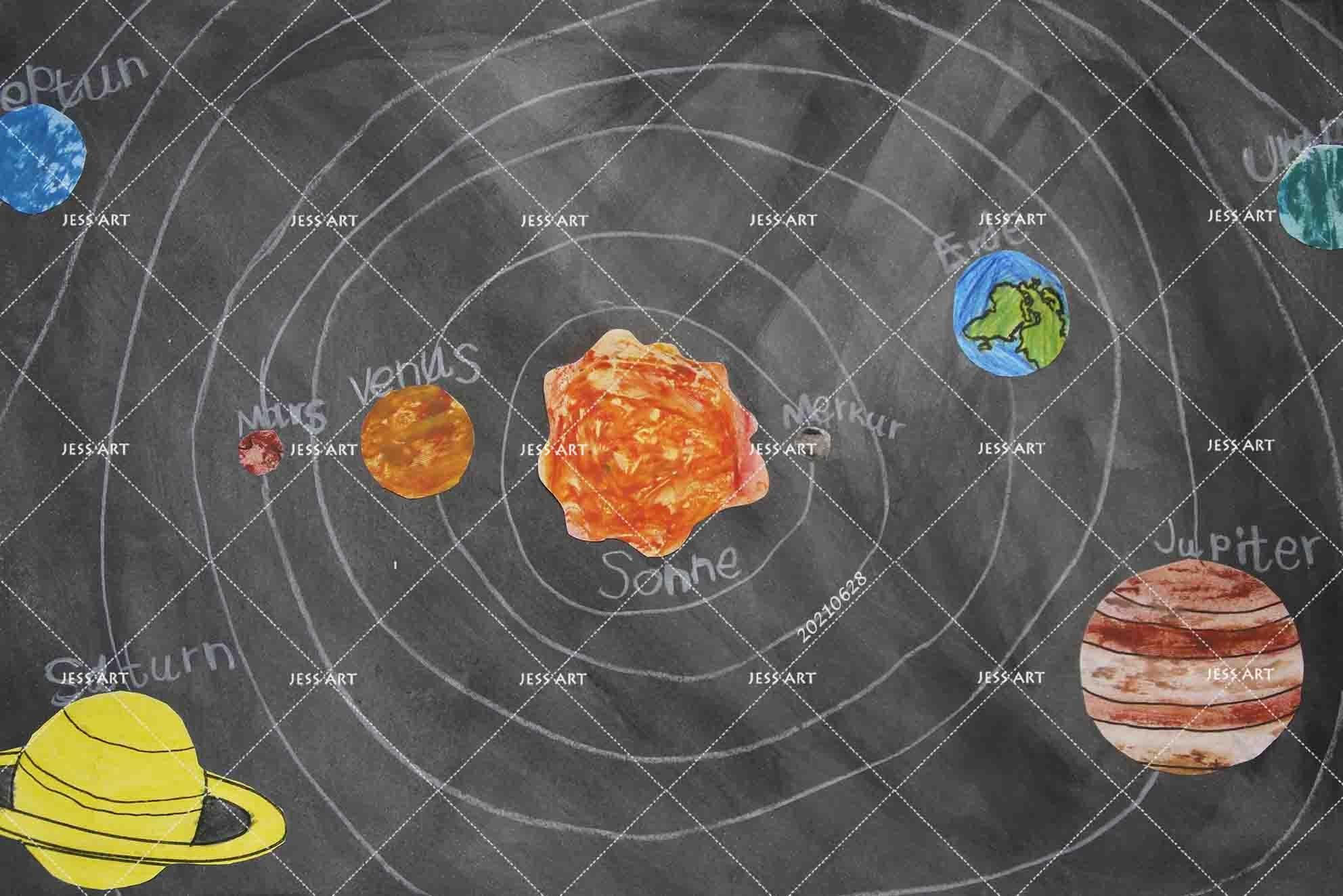3D Cartoon Solar System Planet Wall Mural Wallpaper LQH 53- Jess Art Decoration