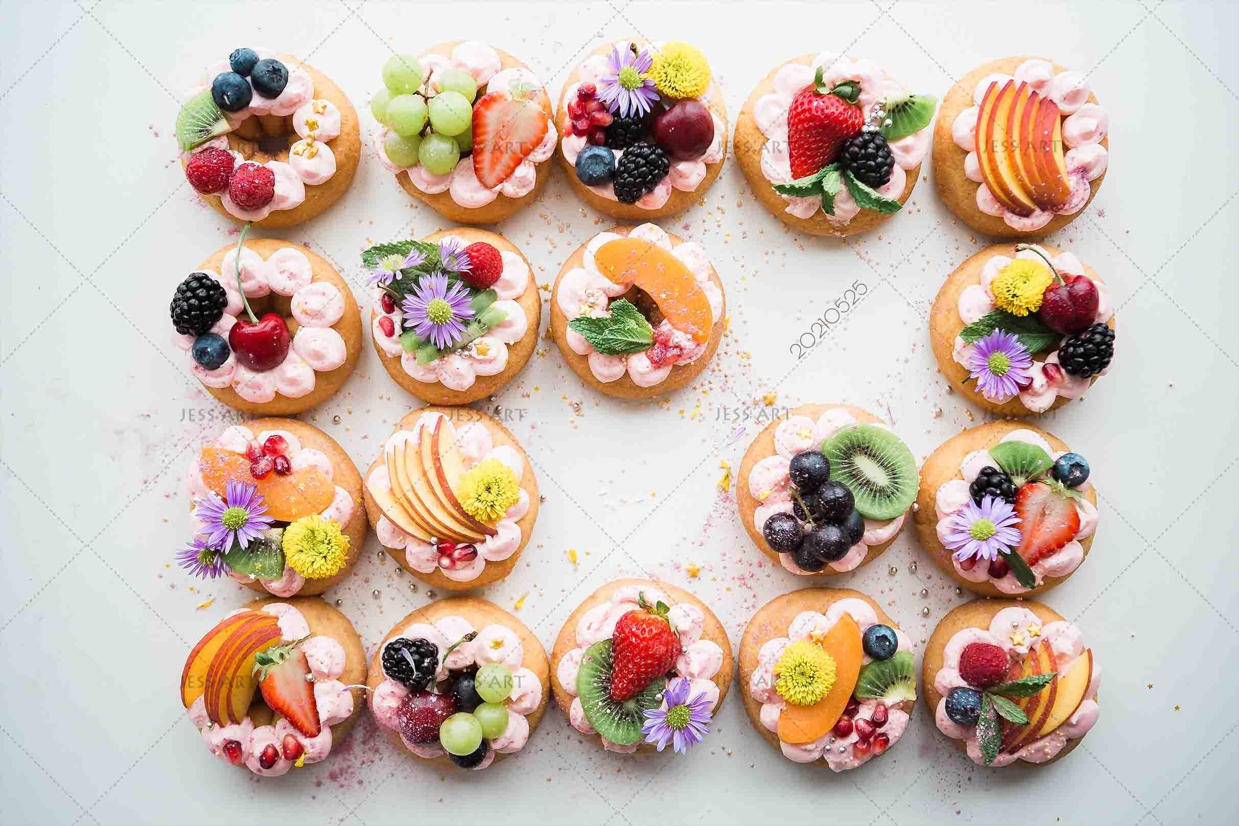 3D Fruits Flowers Round  Desserts Wall Mural Wallpaper SWW17- Jess Art Decoration