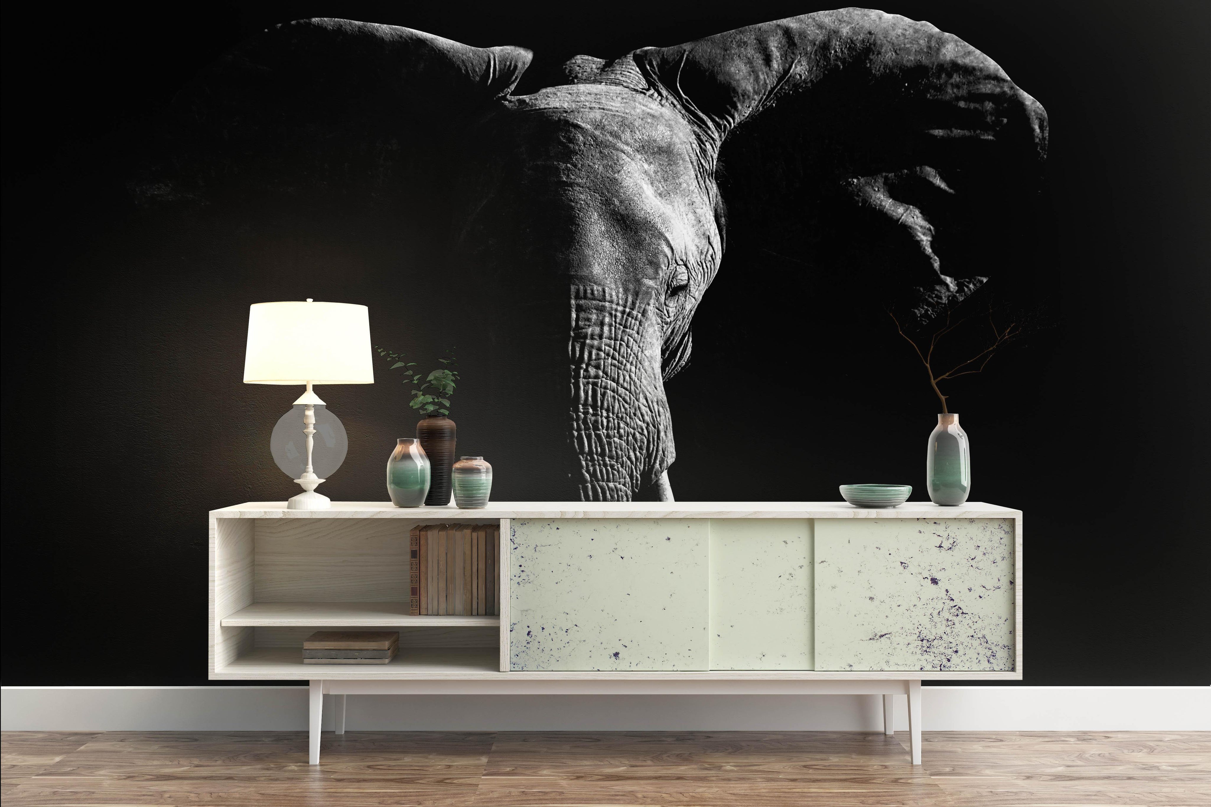 3D Black White Elephant Wall Mural Wallpaper 129- Jess Art Decoration