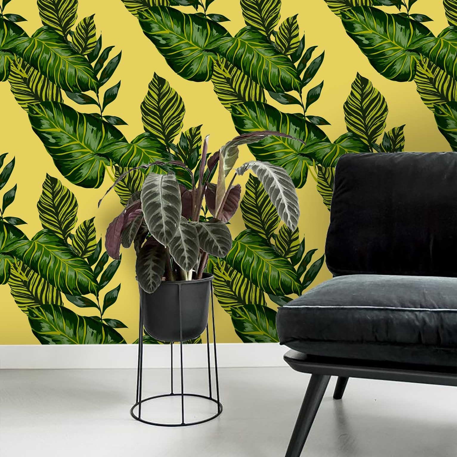 3D Leaves Yellow Wall Mural Wallpaper 169- Jess Art Decoration