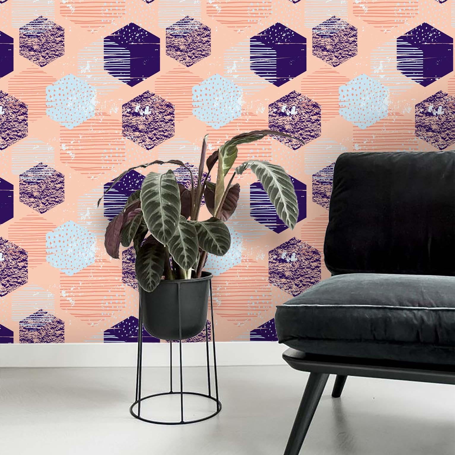 3D Purple Hexagon Wall Mural Wallpaper 95- Jess Art Decoration