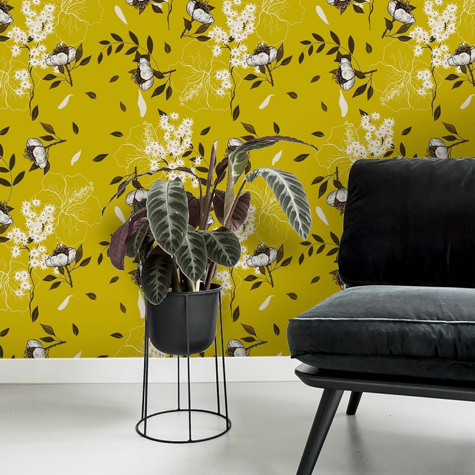 3D Flower Branch Yellow Wall Mural Wallpaper 61- Jess Art Decoration