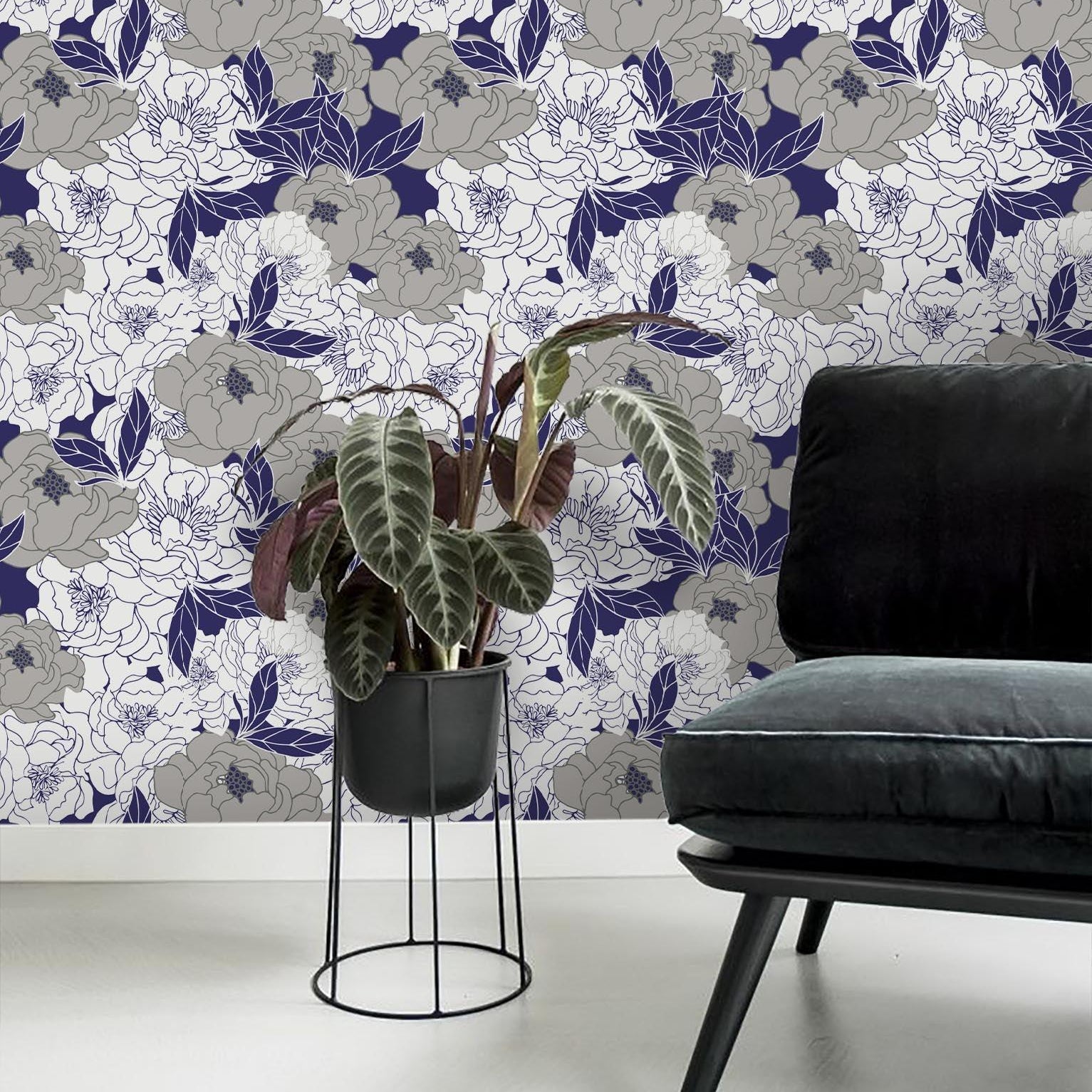 3D Grey Flowers Wall Mural Wallpaper 8- Jess Art Decoration