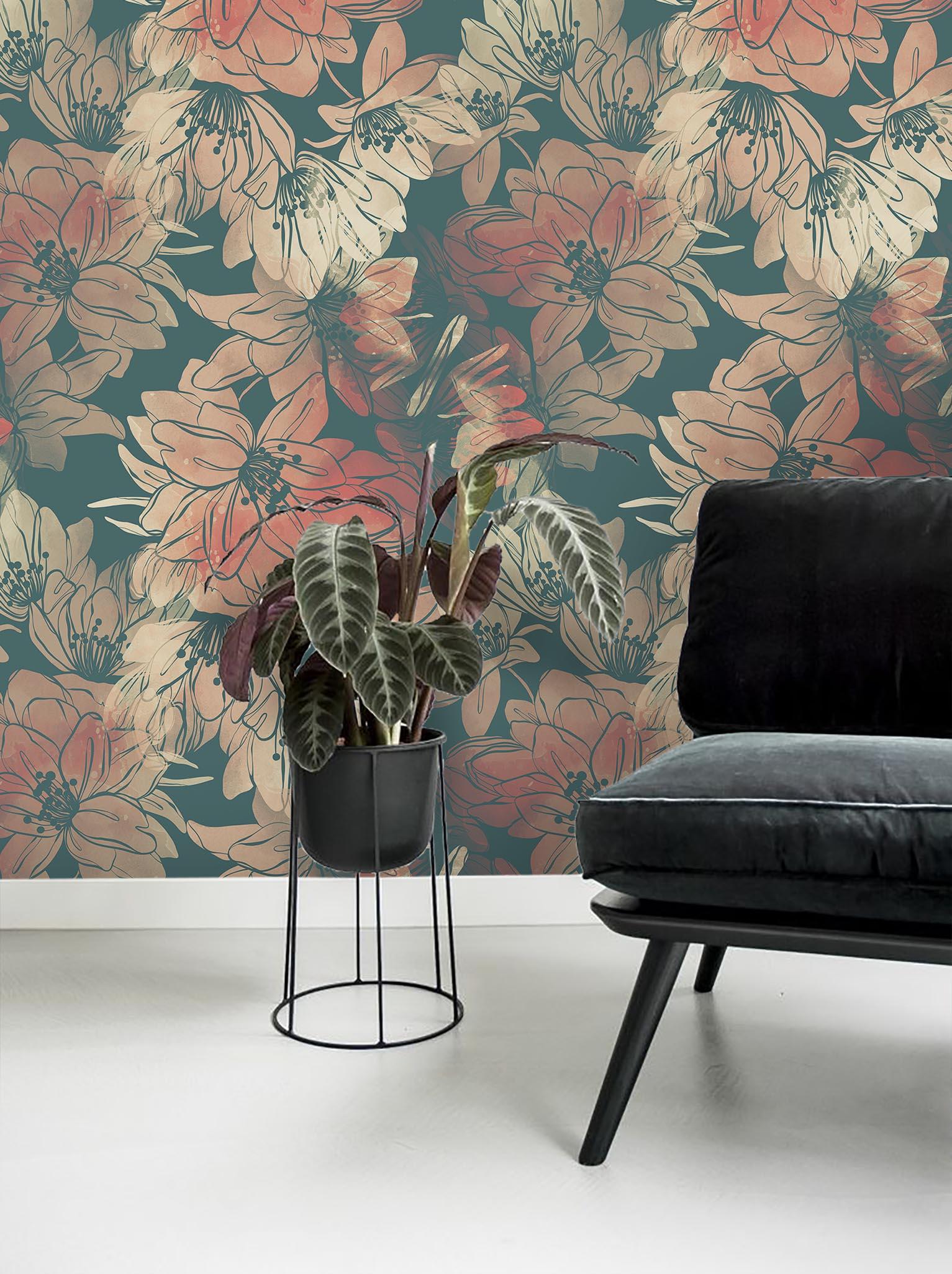 3D Retro Flower Green Wall Mural Wallpaper 43- Jess Art Decoration