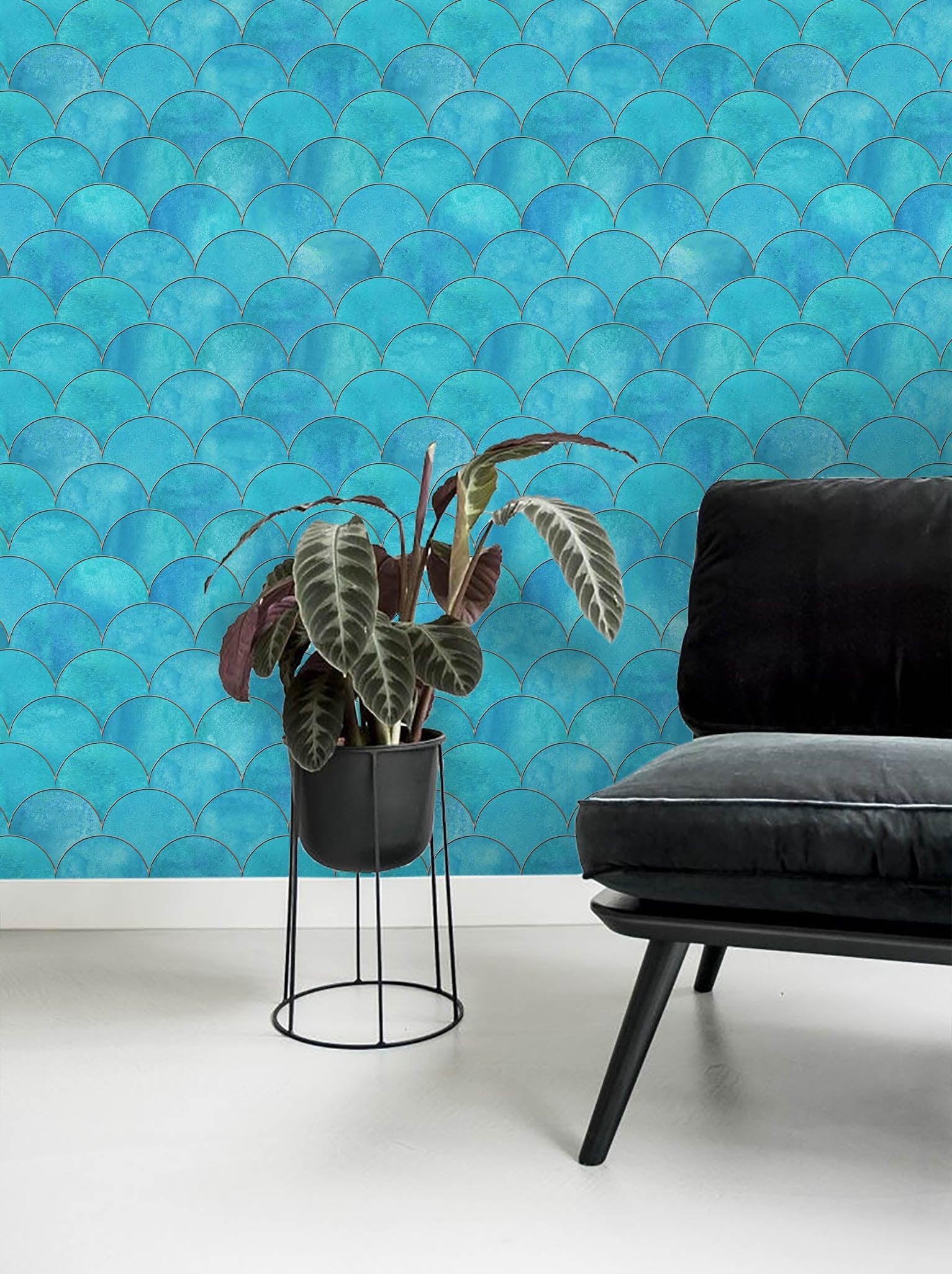 3D Blue Semicircle Wall Mural Wallpaper 36- Jess Art Decoration