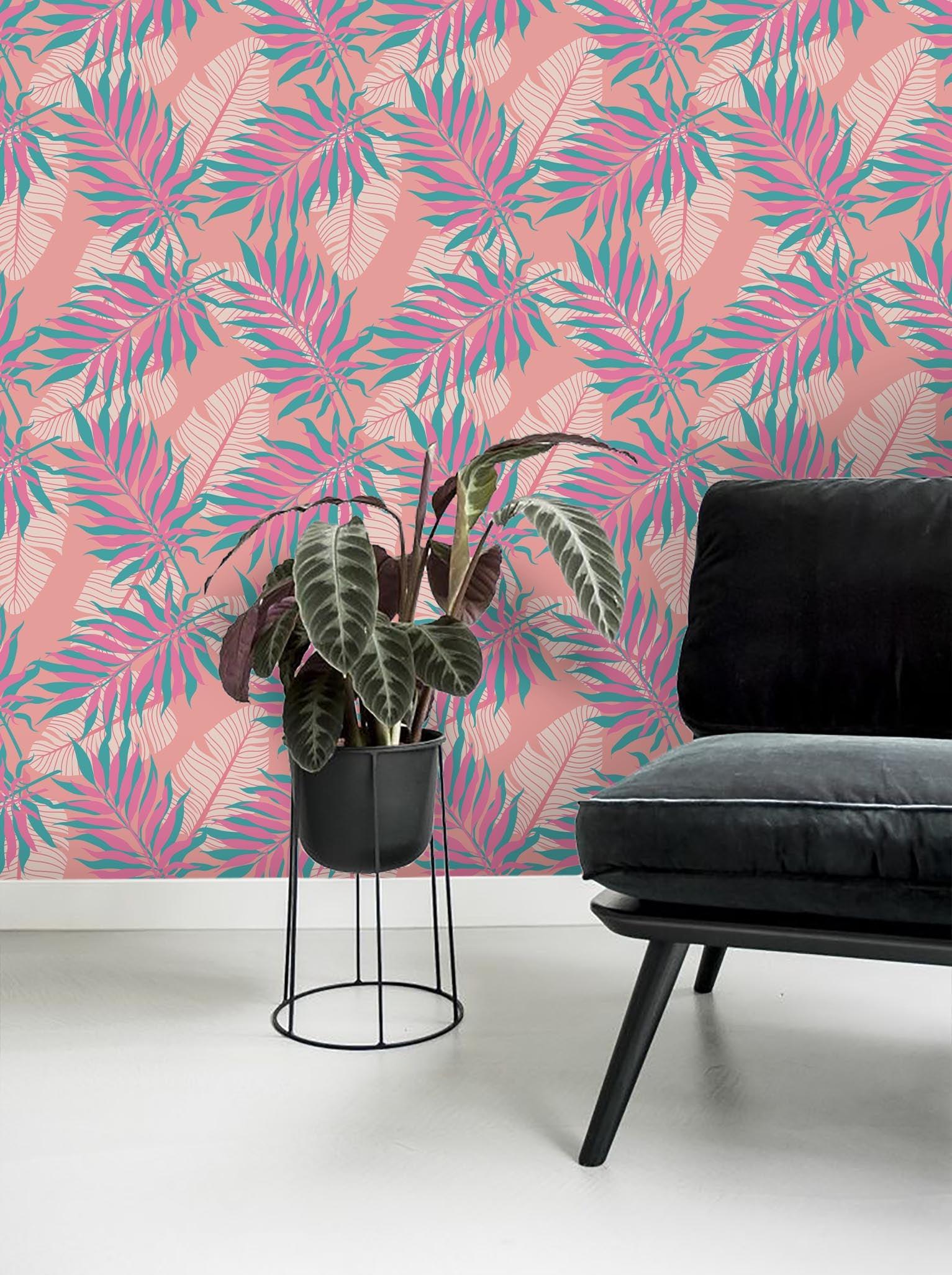 3D Pink Leaves Wall Mural Wallpaper 130- Jess Art Decoration