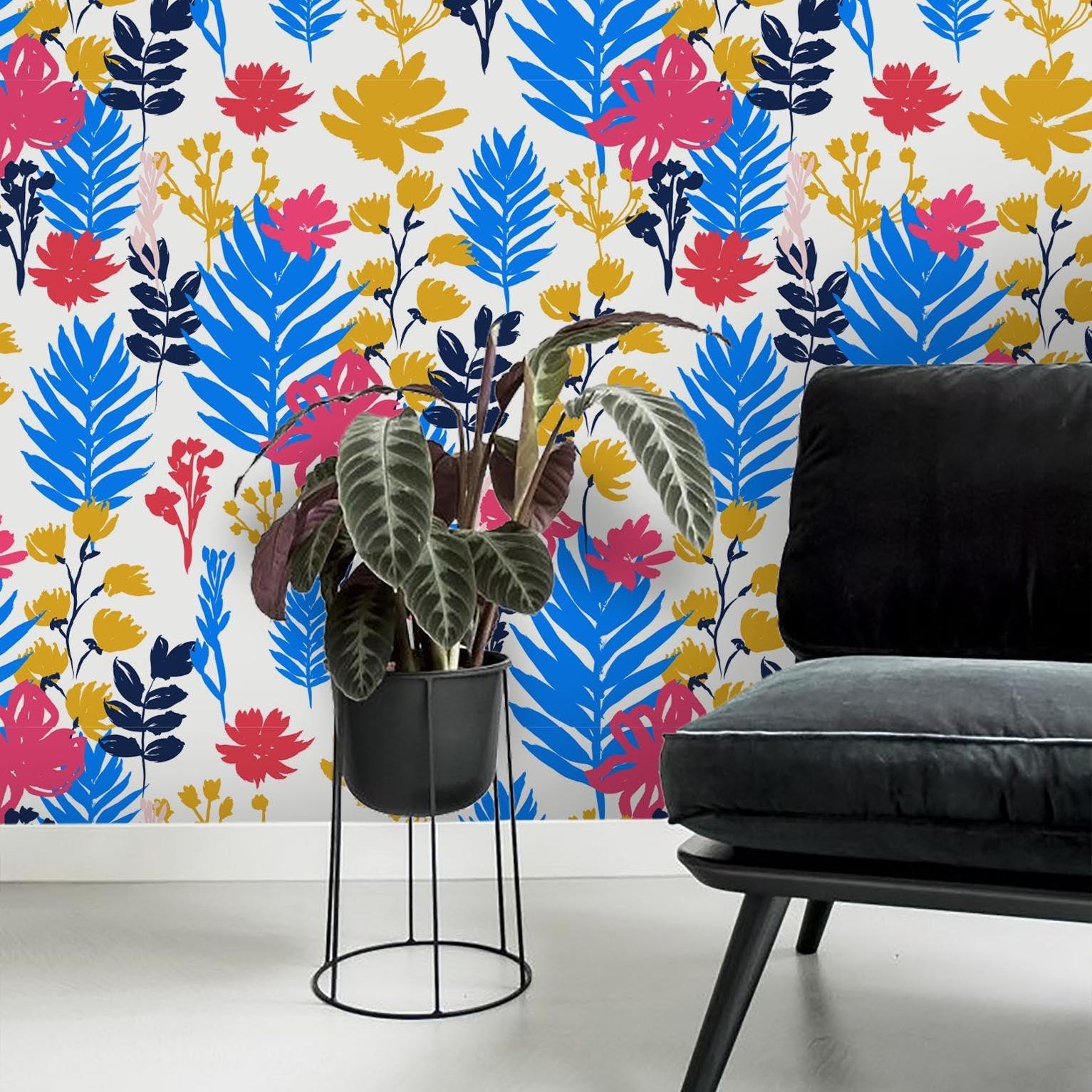 3D Blue Yellow Leaves Wall Mural Wallpaper 34- Jess Art Decoration