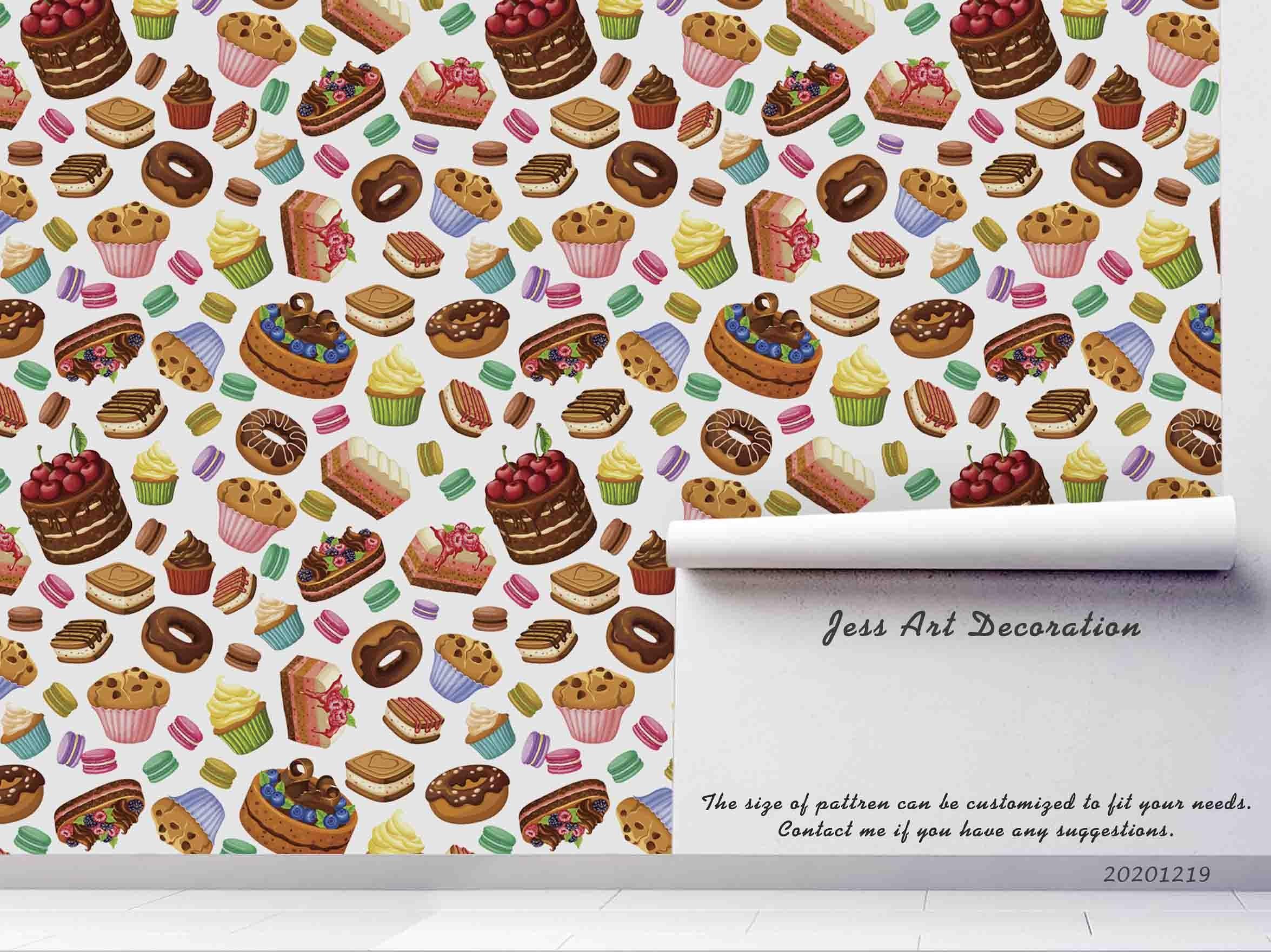 3D Cake Ice Cream Dessert Wall Mural Wallpaper LQH 17- Jess Art Decoration
