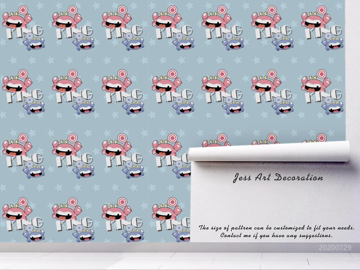 3D Cartoon Mini Colorful Crab Wall Mural Wallpaper LXL 633- Jess Art Decoration