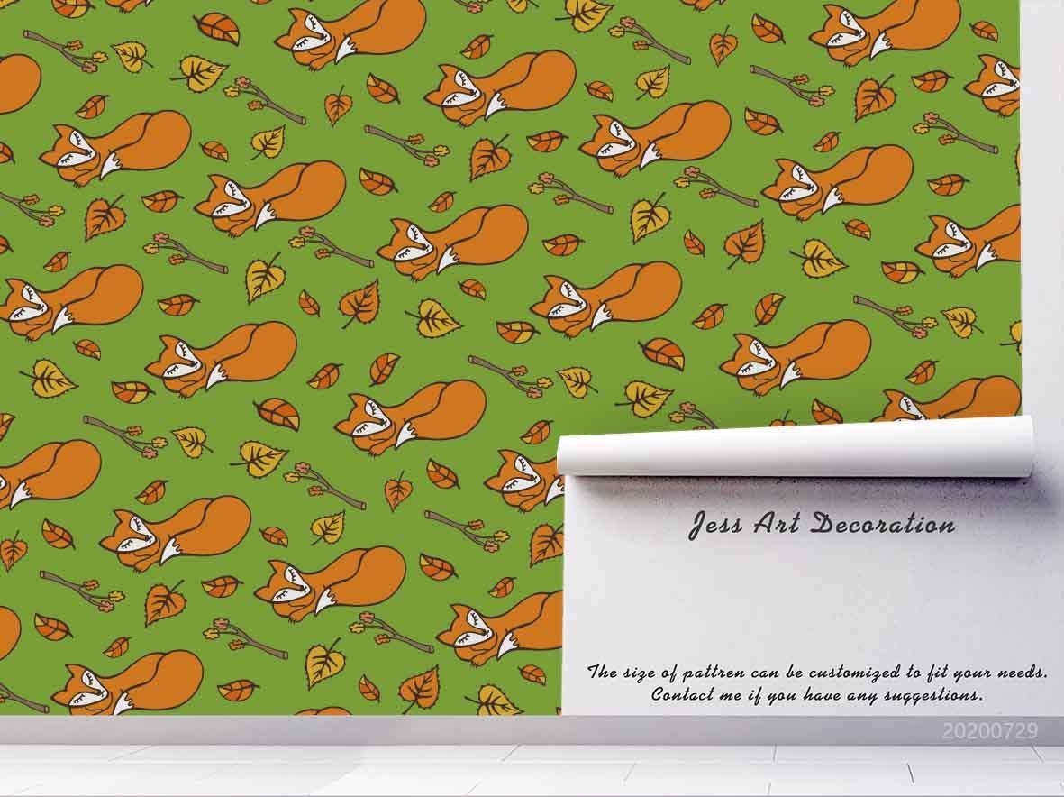 3D Cartoon Sleeping Fox Wall Mural Wallpaper LXL 651- Jess Art Decoration