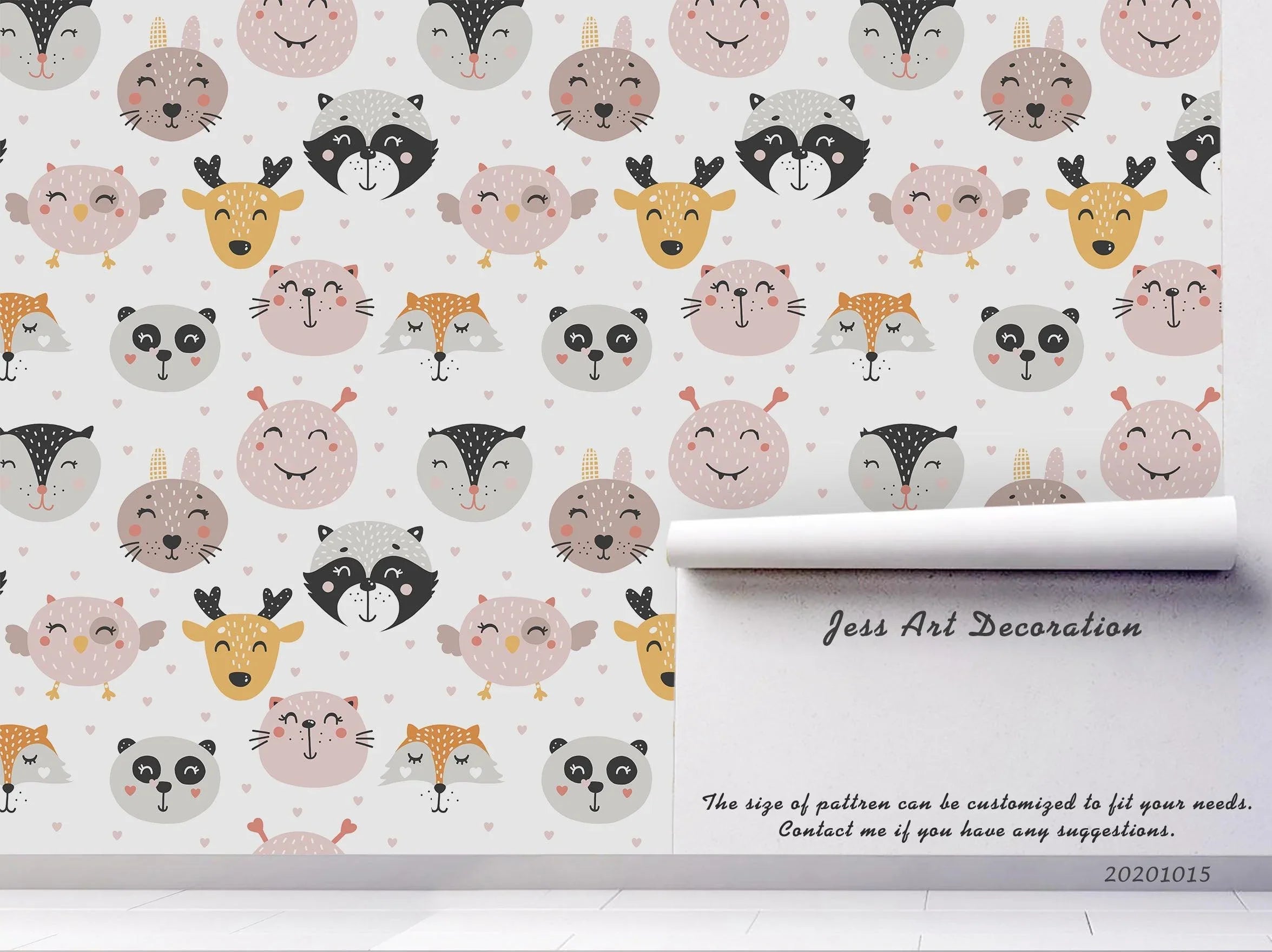3D Cartoon Cute Animal Bear Panda Fox Pattern Wall Mural Wallpaper WJ 5038- Jess Art Decoration