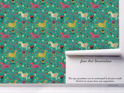 3D Cartoon Cute Animal Floral Horse Pattern Wall Mural Wallpaper WJ 5015- Jess Art Decoration