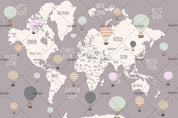 3D Retro Hot Air Balloon World Map Wall Mural Wallpaper 35- Jess Art Decoration